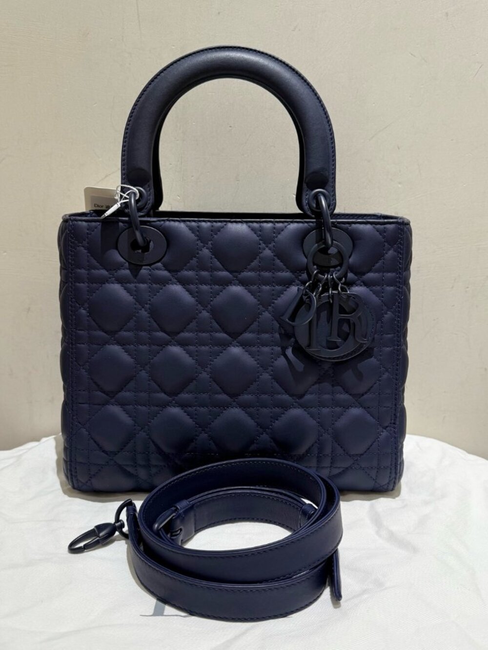 Dior Lady Dior Deep Blue Matte Calfskin 5-Cannage Handbag